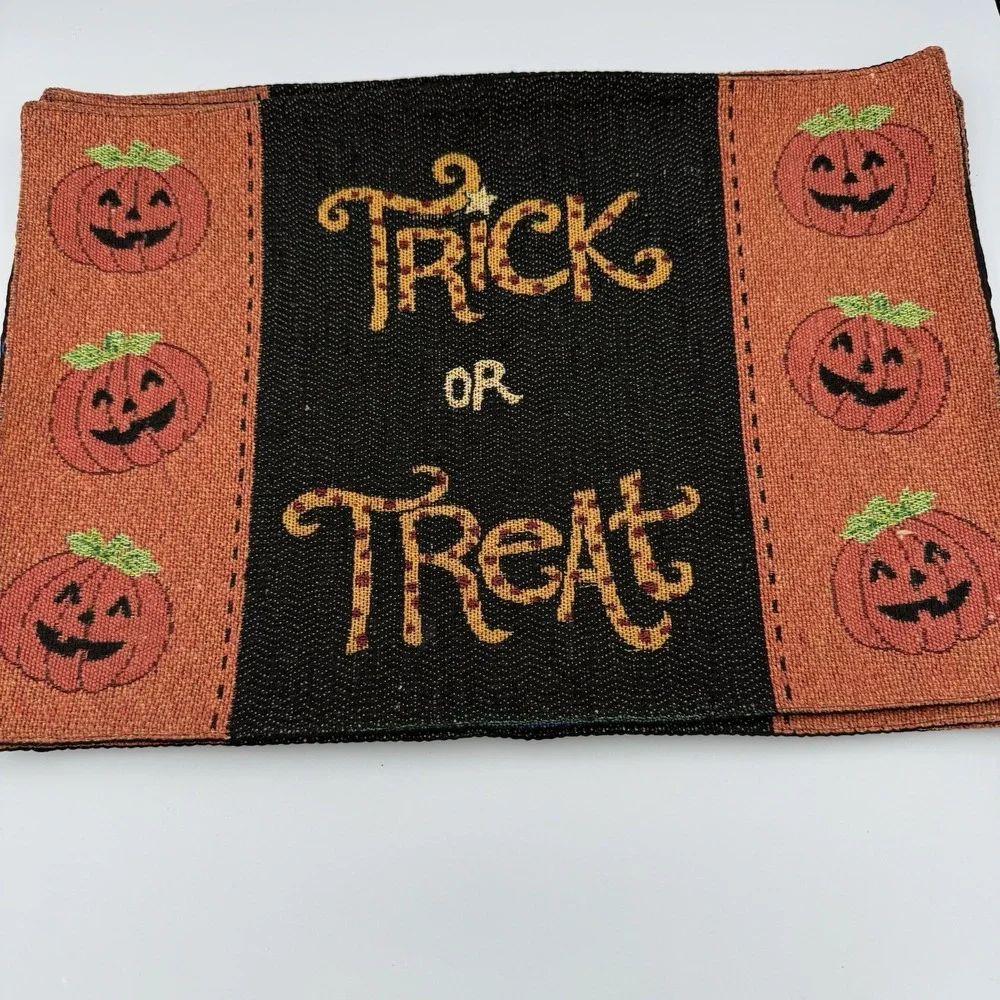 TRICK OR TREAT Pumpkin Halloween Fabric Tapestry PlaceMats 13